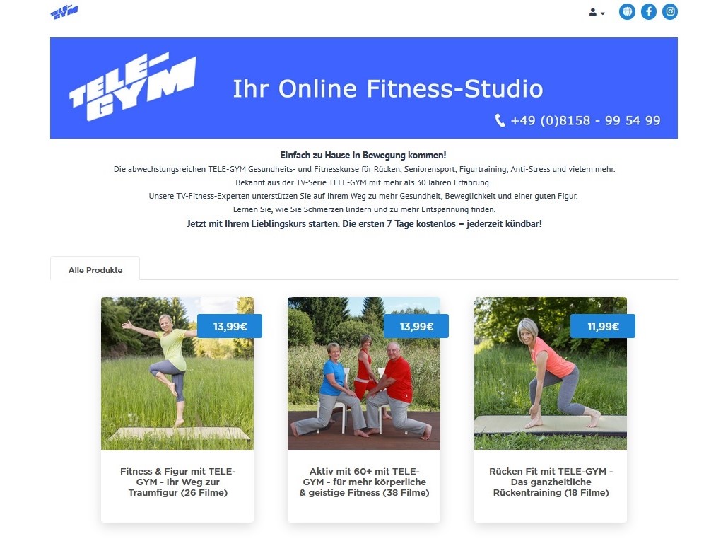 Ganz neu: Ihr TELE-GYM Online Fitness-Studio